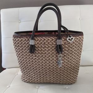 Brighton Tan & Brown Hand Bag with Leather Trim